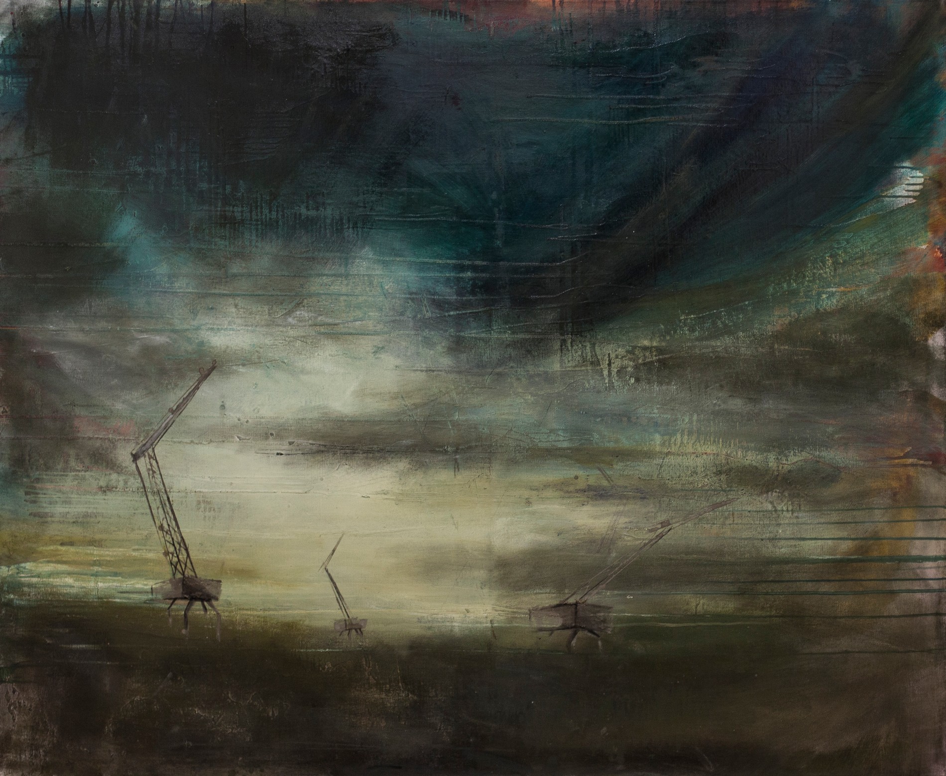 <b>Bez názvu</b><br>beton, syntetika a akryl na plátně<br>195x160 cm