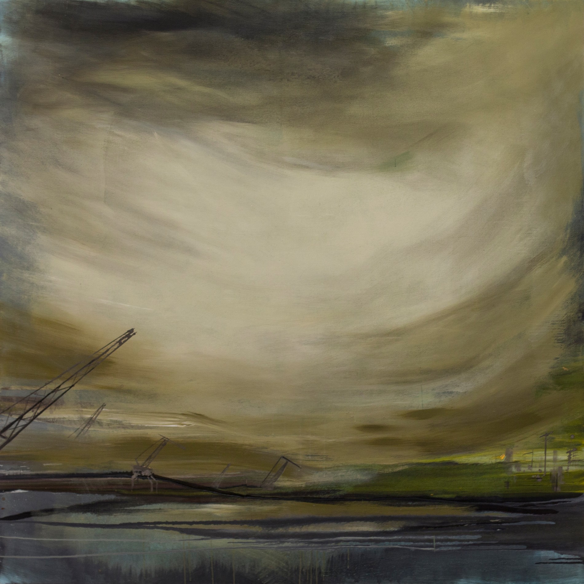 <b>Invaze</b><br>beton, syntetika a akryl na plátně<br>185x185 cm