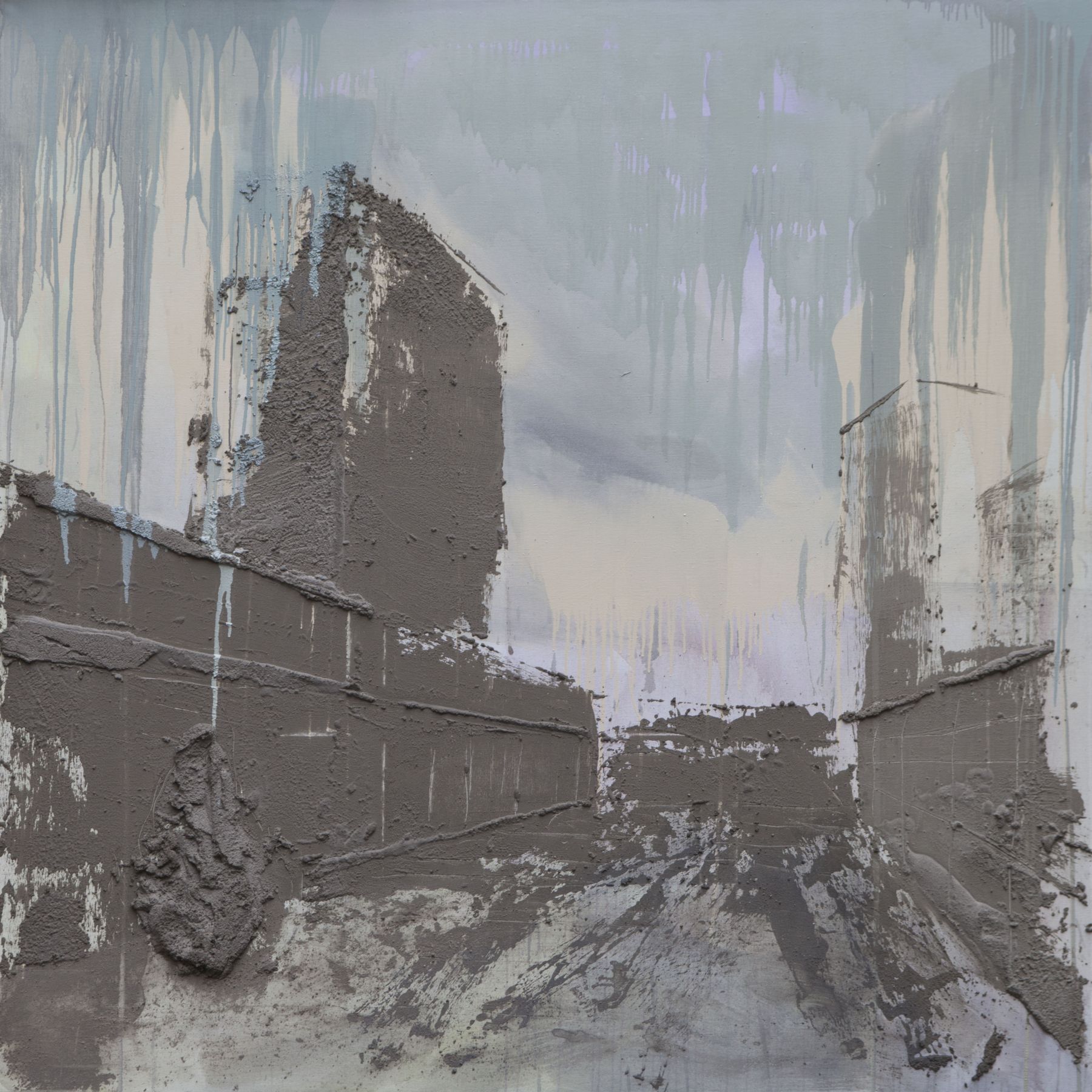 <b>One Place</b><br> beton, syntetická barva na plátně<br>200x200 cm