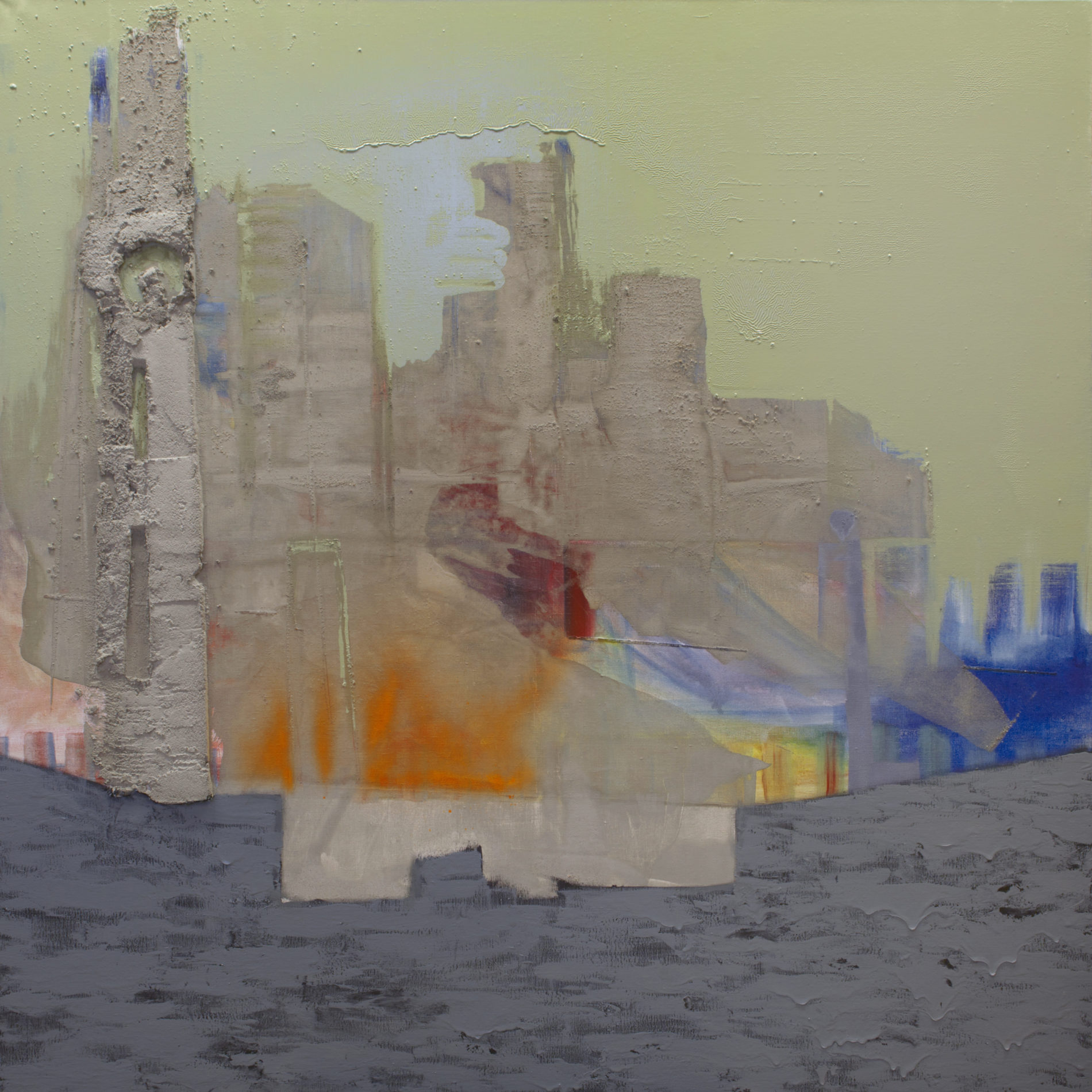 <b>Our Business</b><br>olej a syntetická barva, beton<br>185x185 cm