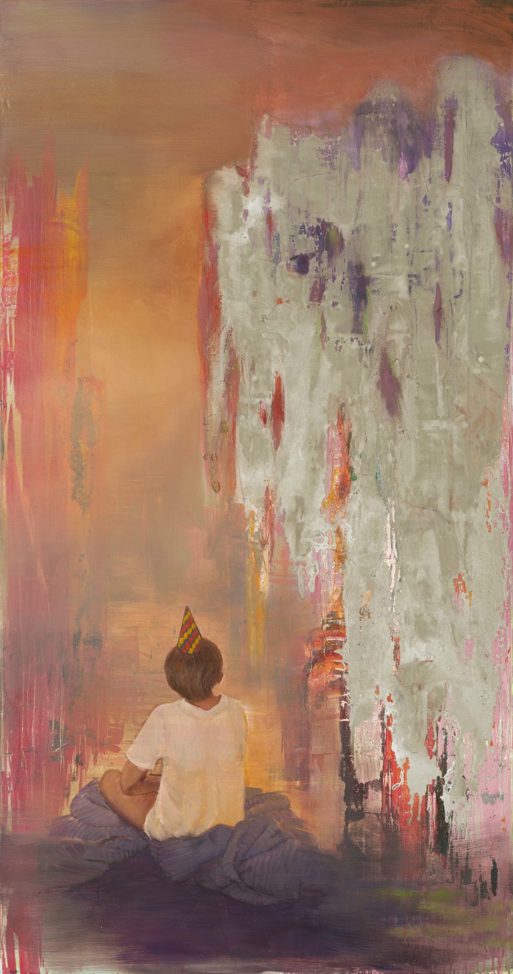 <b>Přání III.</b><br>syntetika, beton a olej na plátně<br>255x134 cm