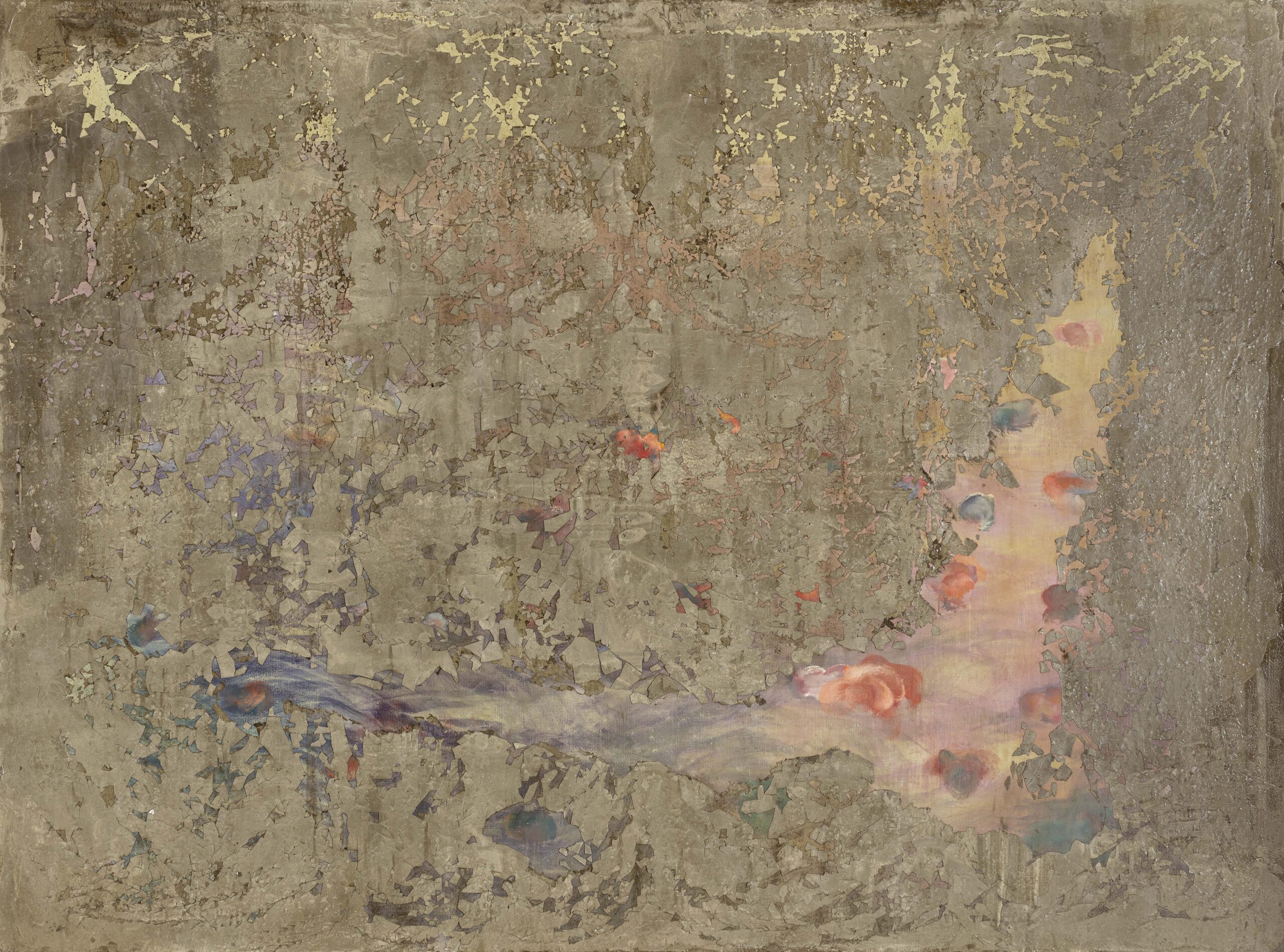 <b>Roztříštěná</b> <br>beton, synteticka barva a lak na plátně <br>185X248 cm