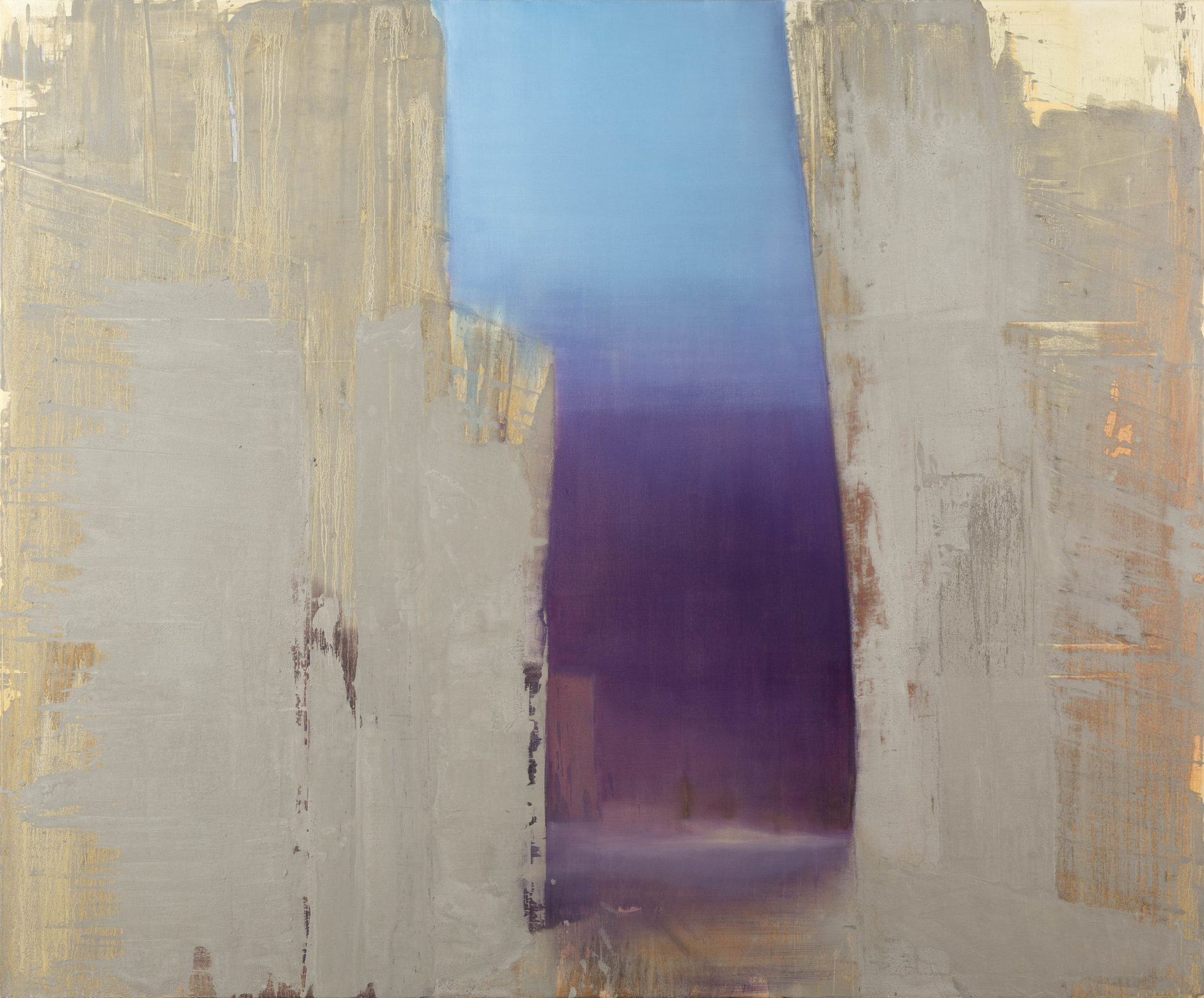 <b>Singles II. </b><br>beton, syntetická barva, olej na plátně<br>200x240 cm