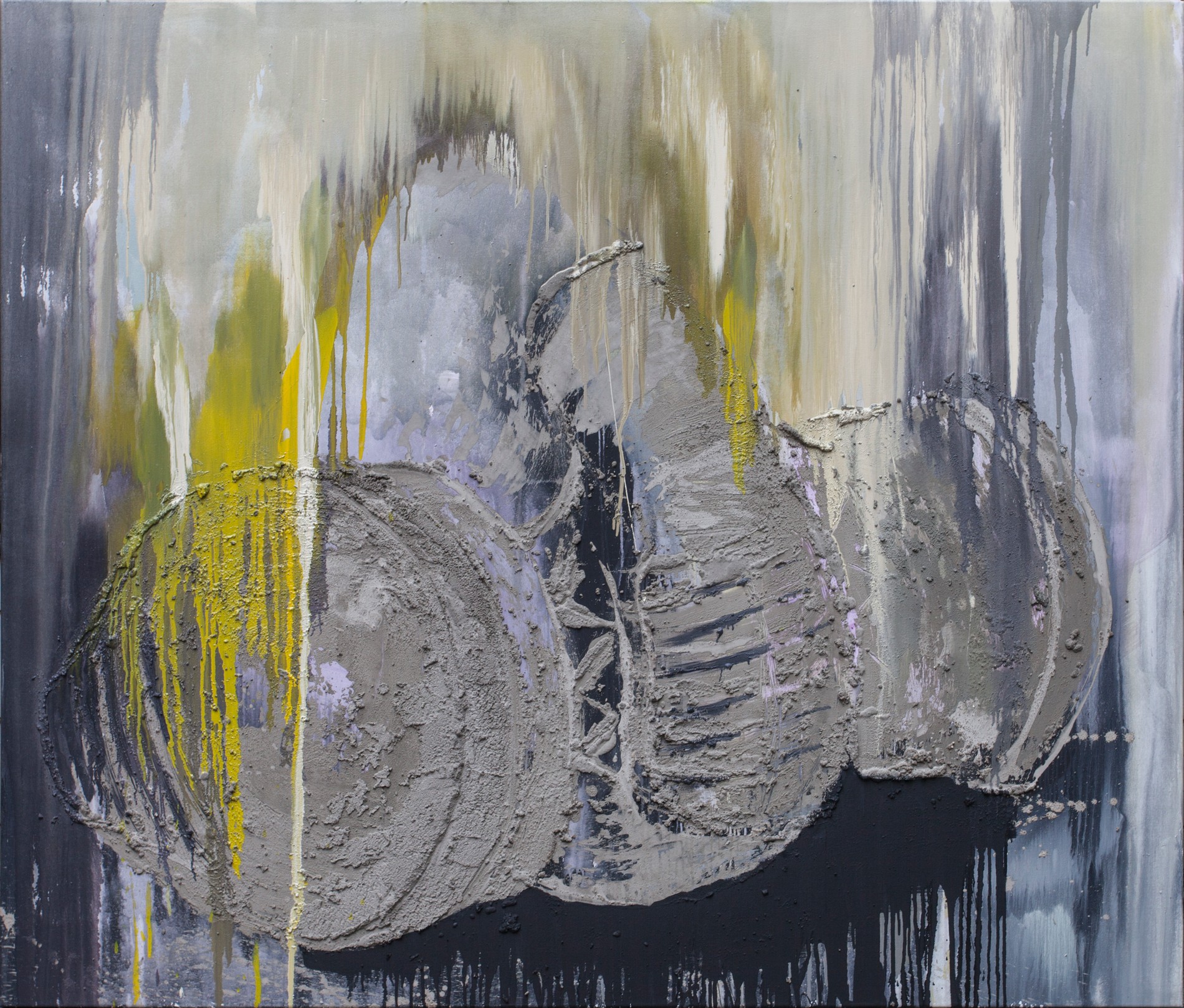 <b>Zátiší s maskou</b><br>beton, syntetická barva na plátně<br>200x170 cm